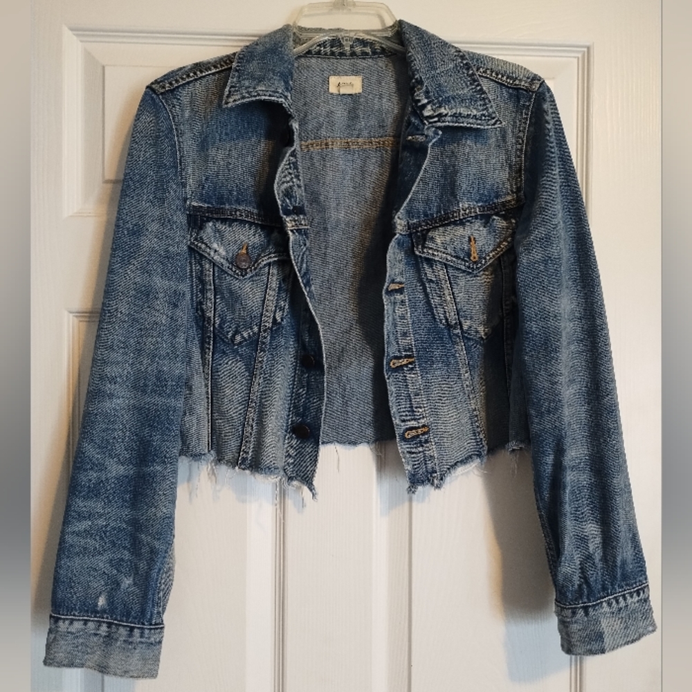 ABLE Distressed Cropped Denim Jacket
